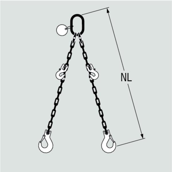 Fibre Tech textile chain sling, 2-leg can be shortened 
