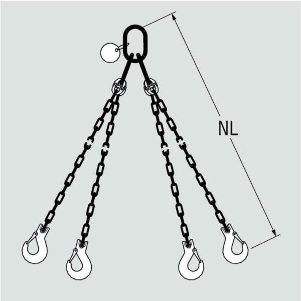 Fibre Tech textile chain sling, 4-leg 
