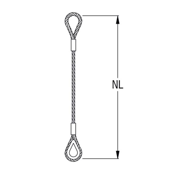 Wire rope sling single-leg with eye-thimble 