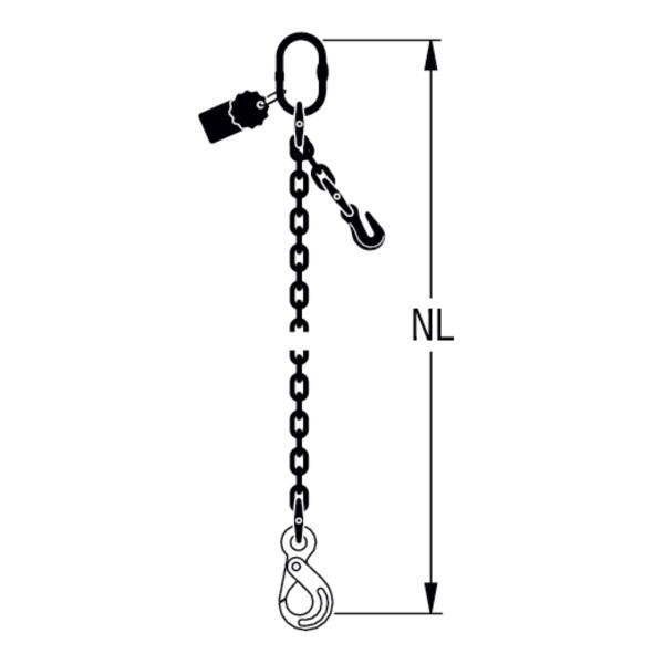 HIT PRO chain sling, grade 12, single-leg, can be shortened Safety load hook 