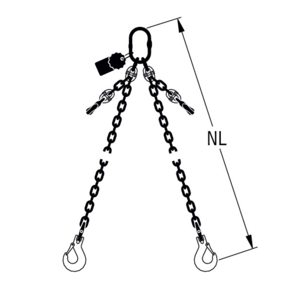HIT PRO chain sling quality grade 12, 2-leg, can be shortened Standard load hook 