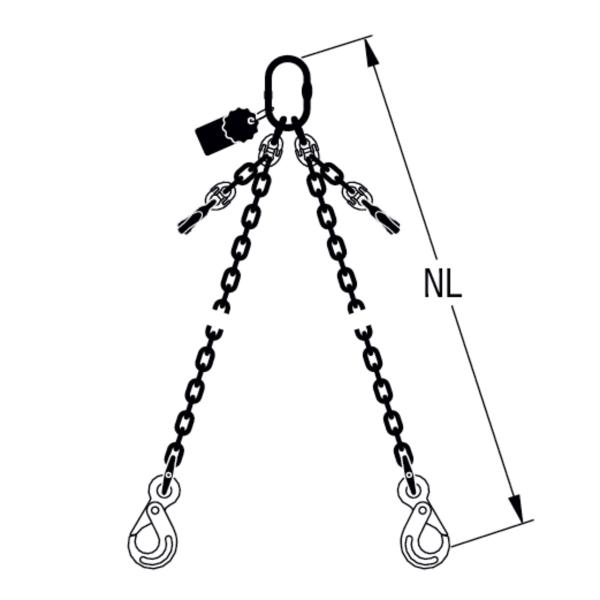 HIT PRO chain sling, grade 12, 2-leg, can be shortened Safety load hook 
