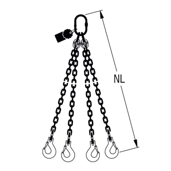 HIT PRO chain sling, quality grade 12, 4-leg Standard load hook 