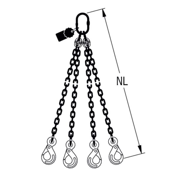 HIT PRO chain sling, grade 12, 4-leg Safety load hook 