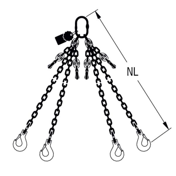 HIT PRO chain sling quality grade 12, 4-leg, can be shortened Standard load hook 