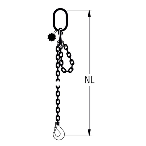 HIT chain sling, single-leg, can be shortened with extra-large suspension link 