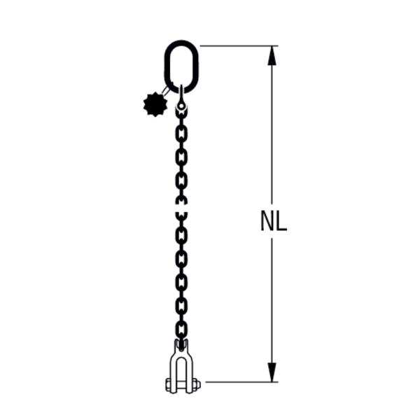 HIT chain sling, single leg Coupling shackle end fitting 