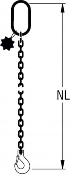 HIT Chain slings in quality grade 8, single-leg with extra-large suspension link and standard load hook 
