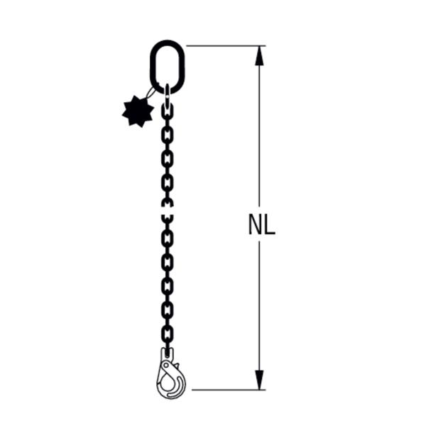 HIT Chain slings in quality grade 8, single-leg Safety load hooks 