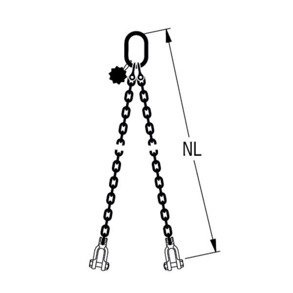 HIT PRO chain sling, grade 10, 2-leg Coupling shackle end fitting 