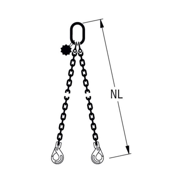 HIT PRO chain sling, grade 10, 2-leg Safety load hook 