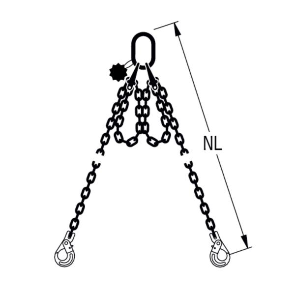 HIT ECO-Chain sling, quality grade 10, 2-leg, can be shortened Safety load hooks 