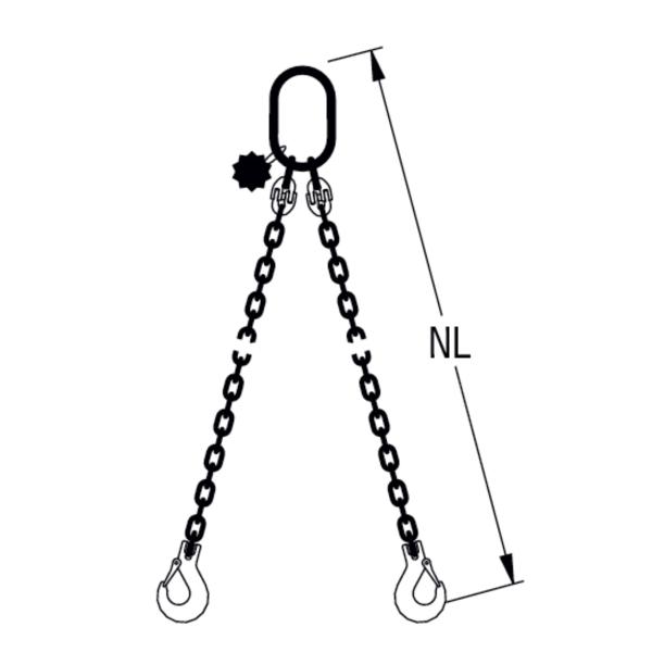 HIT PRO chain sling, grade 10, 2-leg with extra-large suspension link 