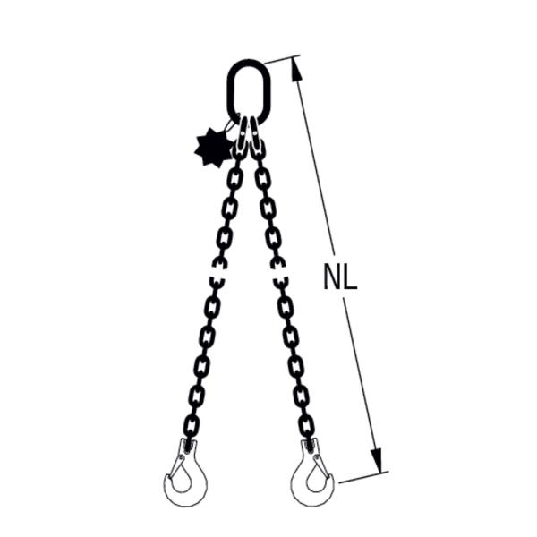 HIT Chain slings in quality grade 8 2 leg Standard load hook 
