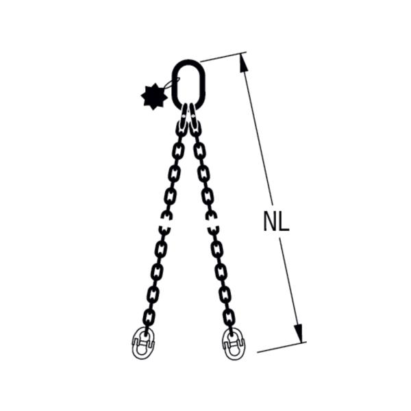 HIT Chain slings in quality grade 8 2 leg with component connector 