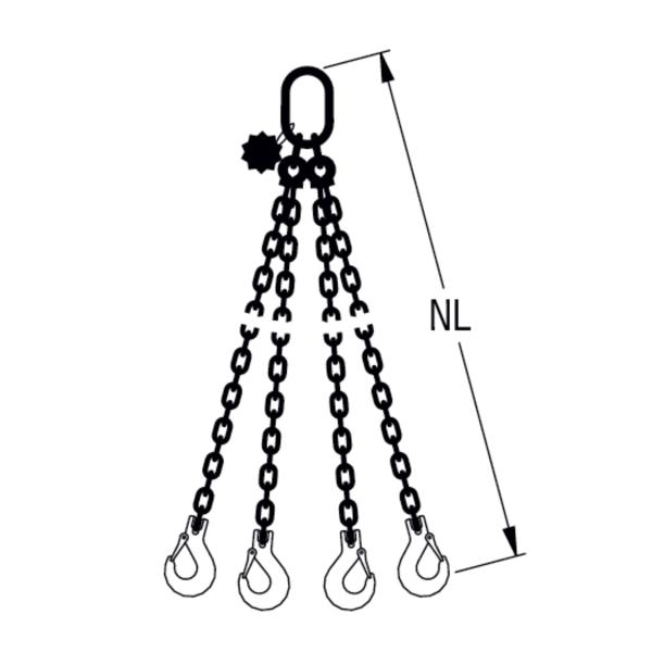 HIT ECO-Chain sling, quality grade 10, 4-leg Standard load hook 