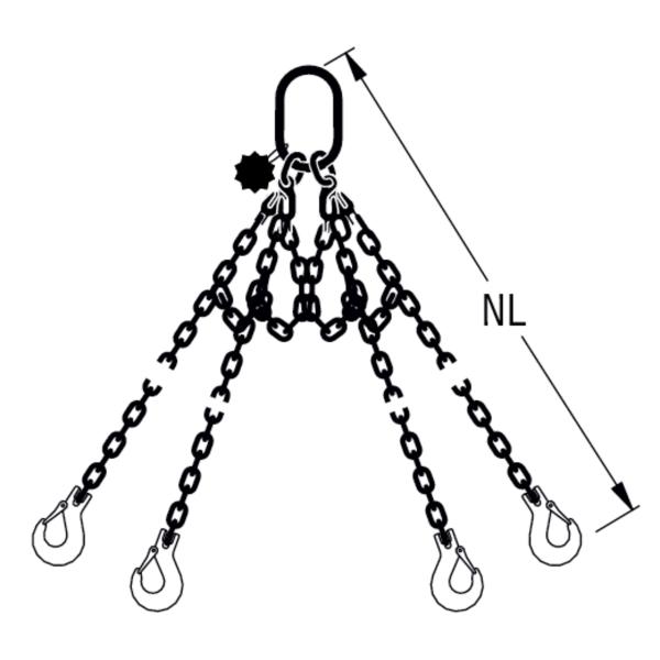 HIT PRO-chain sling, grade 10, 4-leg, can be shortened with extra-large suspension link 