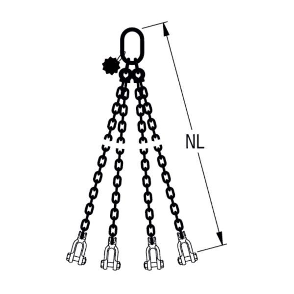 HIT PRO-chain sling, grade 10, 4-leg Coupling shackle end fitting 