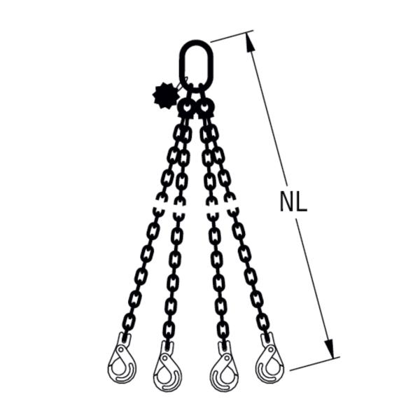 HIT PRO-chain sling, grade 10, 4-leg Safety load hook 
