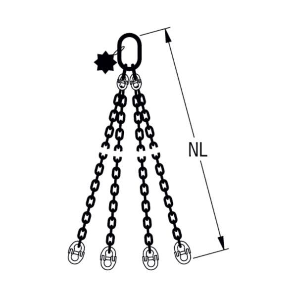 HIT Chain slings in quality grade 8 4 leg with component connector 