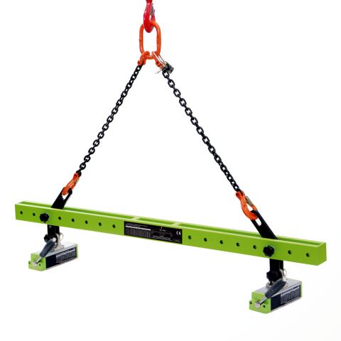 Load-lifting magnetic spreader beam 