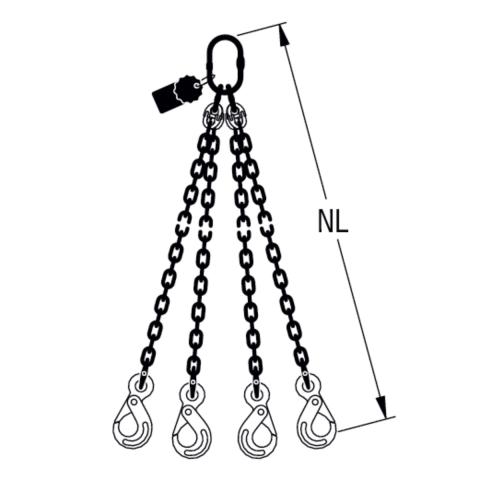 HIT PRO chain sling, quality grade 12, 4-leg Safety load hooks 