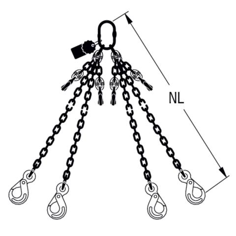 HIT PRO chain sling quality grade 12, 4-leg, can be shortened Safety load hooks 
