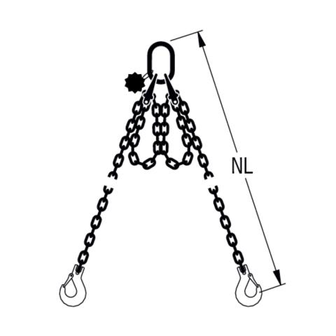 HIT PRO chain sling quality grade 10, 2-leg, can be shortened Standard load hook 
