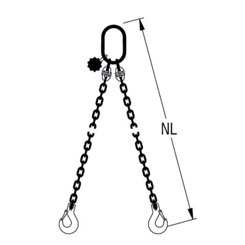HIT PRO chain sling, quality grade 10, 2-leg with extra-large suspension link 