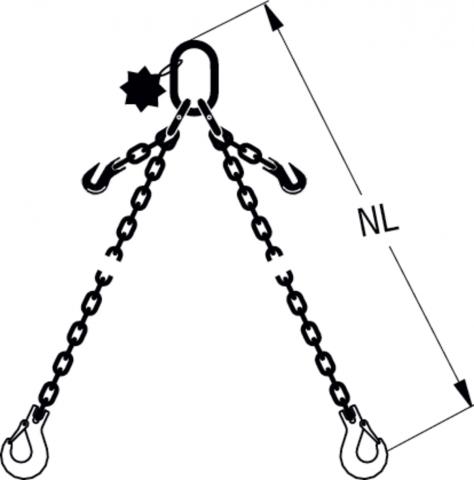 HIT chain sling quality grade 8, 2-leg, can be shortened Standard load hook 