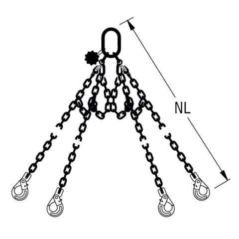 HIT PRO chain sling quality grade 10, 4-leg, can be shortened Safety load hooks 