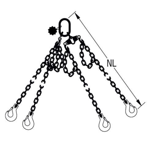 HIT PRO chain balancing suspension gear in quality grade 10, 4-leg, can be shortened, rocker 