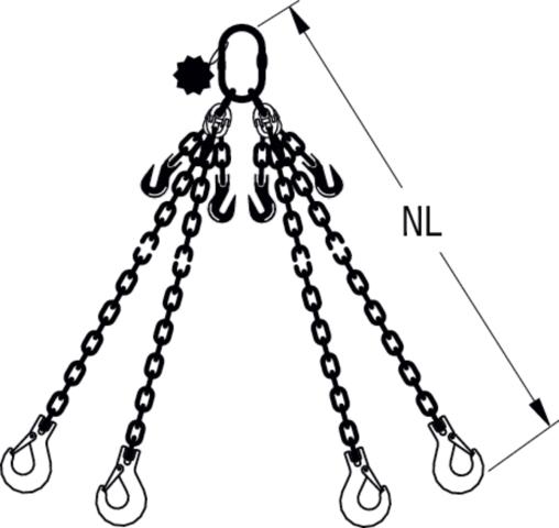 HIT ECO-Chain sling, quality grade 10, 4-leg, can be shortened Standard load hook 