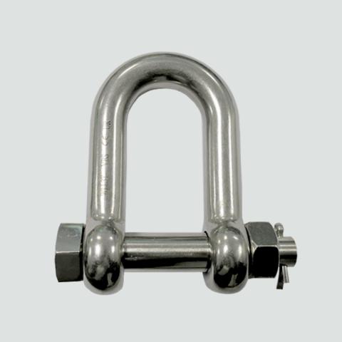 Stainless steel shackle with safety bolt, nut and cotter pin – straight shape 